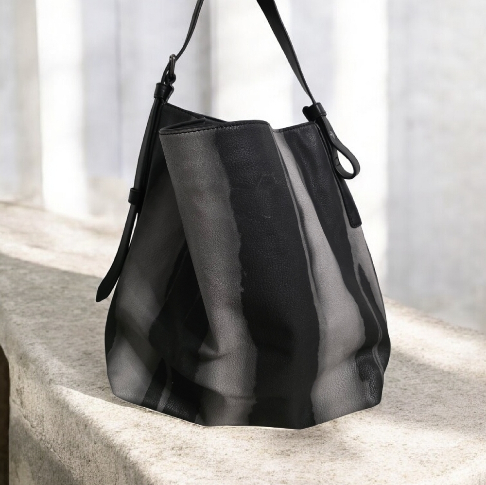 Urban Expressions Black and Gray Hobo Bag - Picture 3 of 5